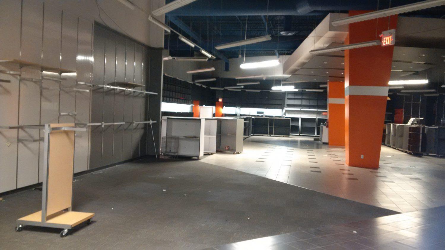 Inside Mark's during construction at West Edmonton Mall